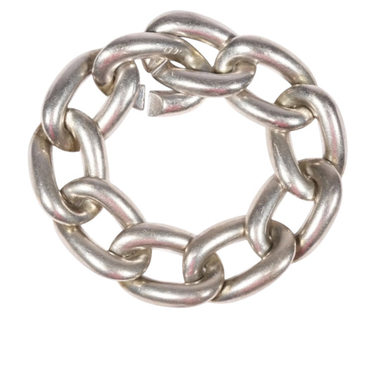 Vintage Yves Saint Laurent YSL Sterling Silver Chunky Chain Link Bracelet | Made in France