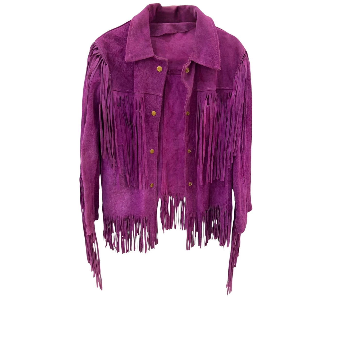 Vintage 1970s Purple Suede Fringe Western Jacket Size Small