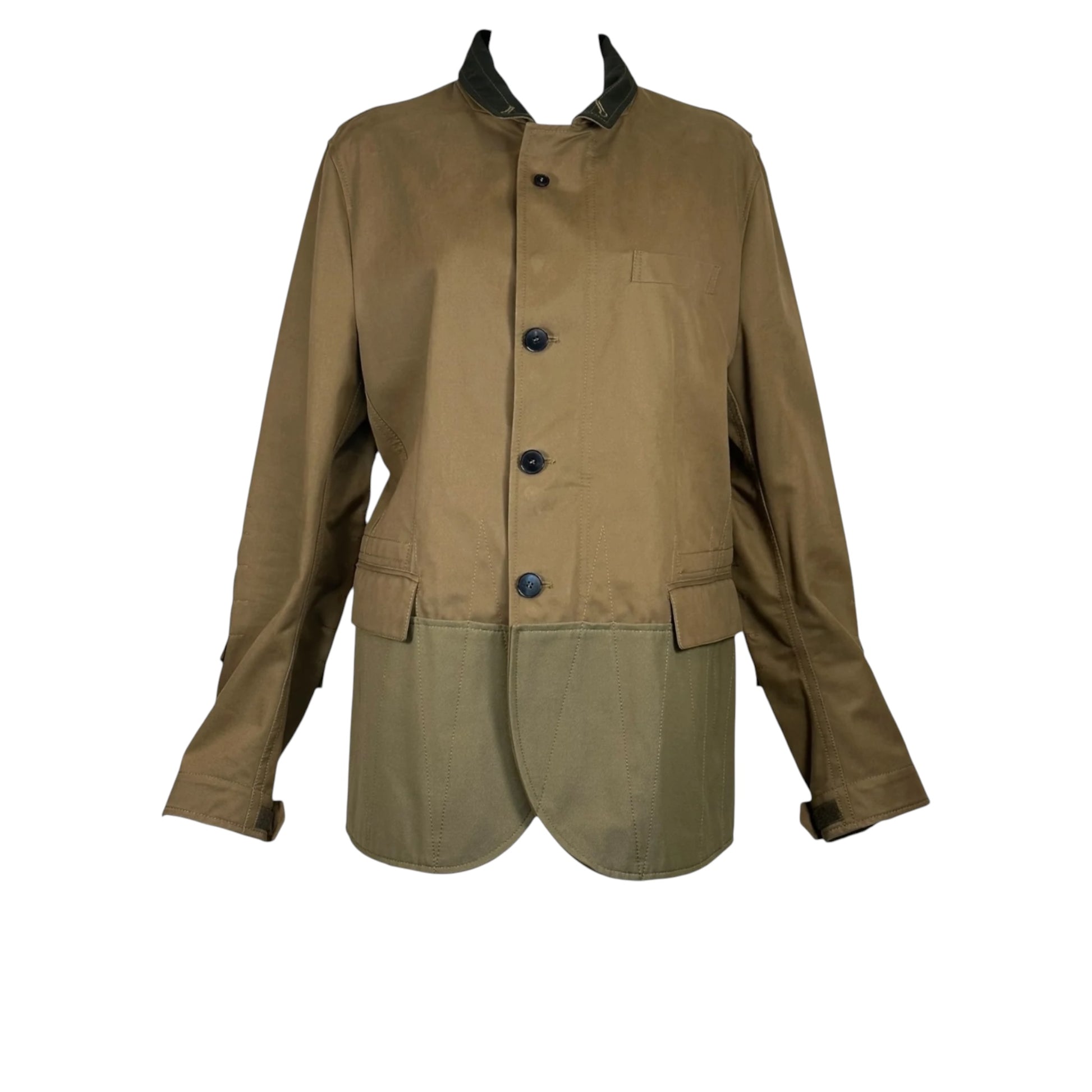 Valentino olive green utility style jacket, front view
