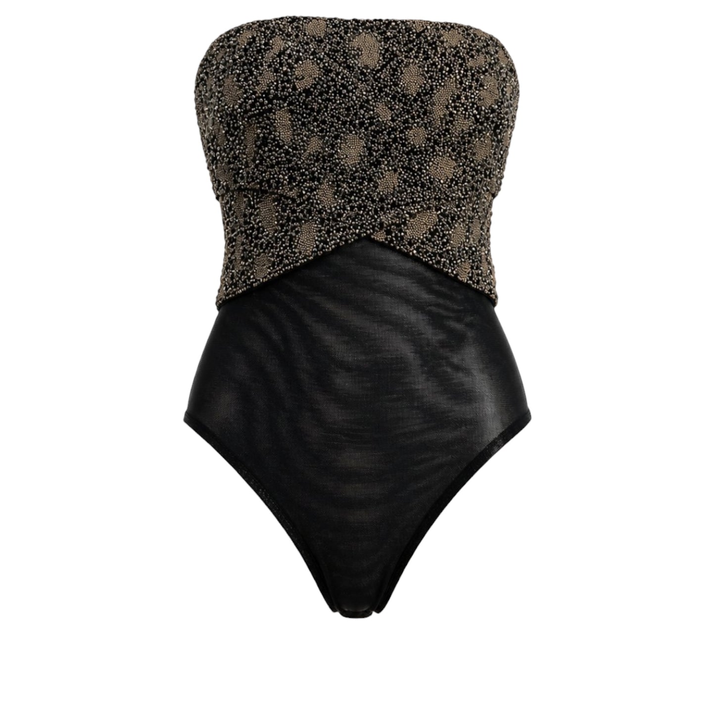 Roberto Cavalli Crystal Beaded Strapless Mesh Bodysuit NWT | IT 40 / Small
