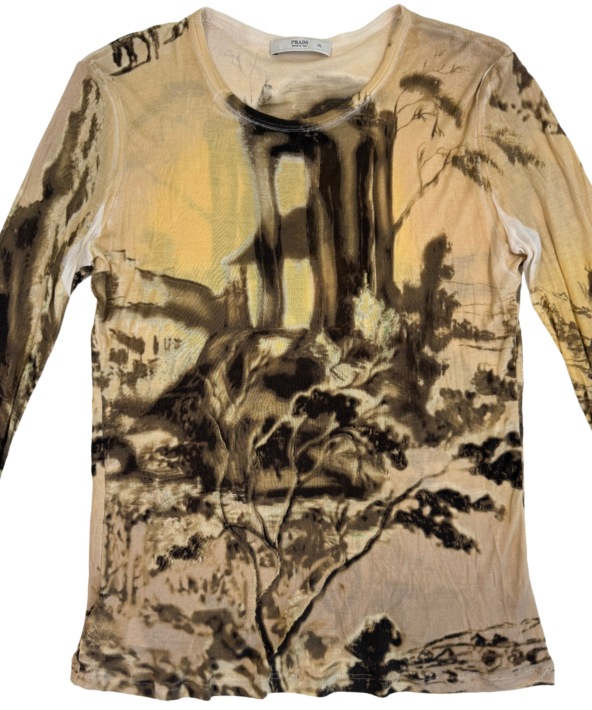 Prada Fall 2004 Roman Ruins Landscape Silk Knit Jersey Top Prada Fall 2004 Roman Ruins Landscape Silk Knit Jersey Top