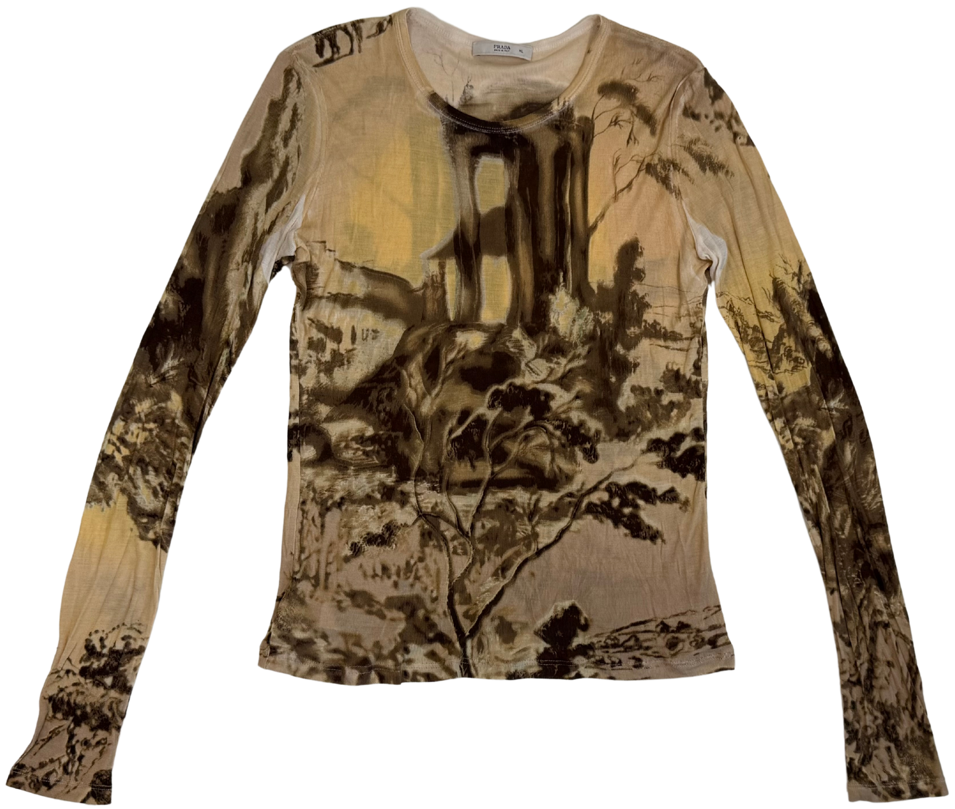 Prada Fall 2004 Roman Ruins Landscape Silk Knit Jersey Top Prada Fall 2004 Roman Ruins Landscape Silk Knit Jersey Top