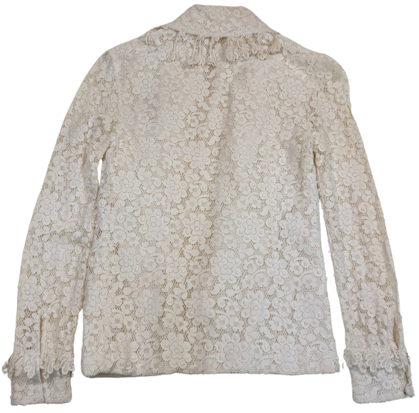 Vintage 1970s Saks Fifth Avenue Ivory Lace Open Front Blouse