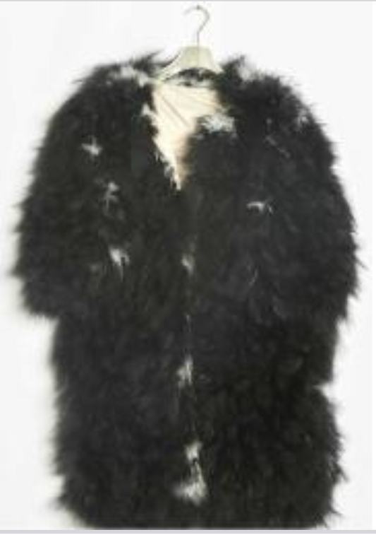 Bottega Veneta Black and White Feather Jacket - With rounded collar and three quarter sleeves, cotton and silk blend lining (size 42) From the Personal Fashion Archive of Iris Apfel