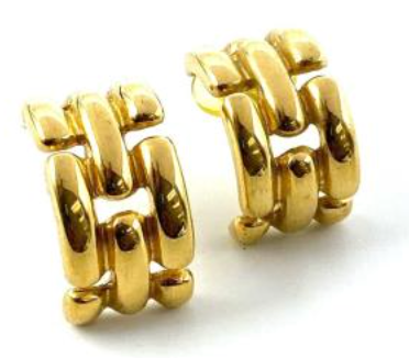 Vintage Givenchy Gold-Tone Link Motif Half-Hoop Earrings — 1980s