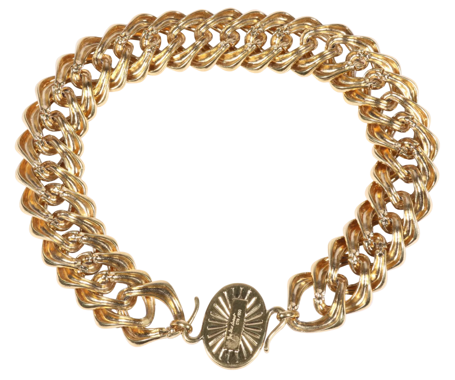 Vintage Yves Saint Laurent Robert Goossens Limited Dark Blue Jelly Cabochon Chain Link Collar Necklace No. 079/500, 1980s