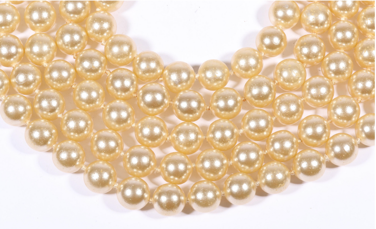 Yves Saint Laurent YSL faux pearl multi strand necklace with jewel tone cabochon clasp