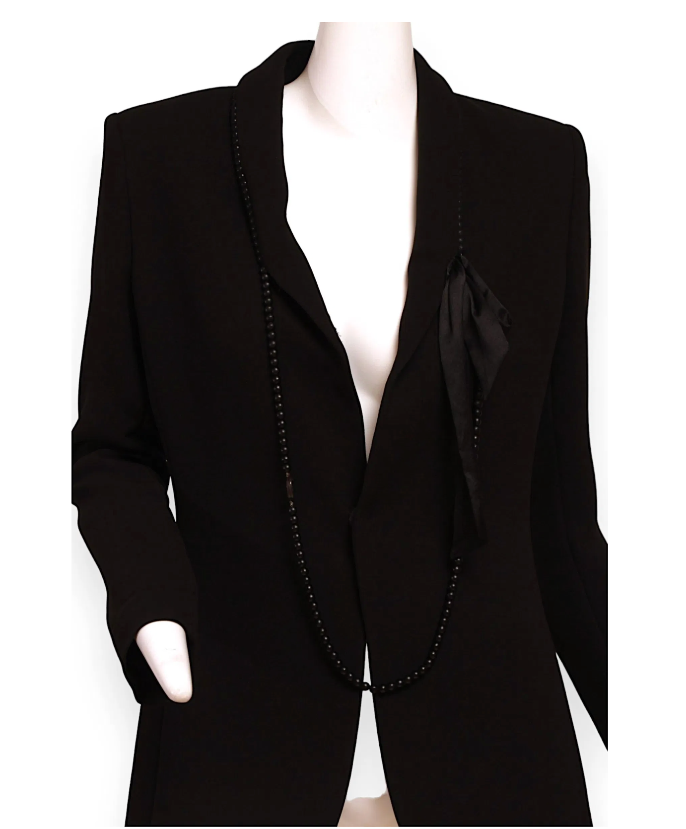 Vintage Late 90s Jean Paul Gaultier Femme Black Blazer with Necklace and Bow Detail