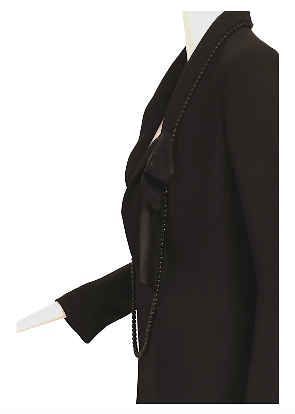 Vintage Late 90s Jean Paul Gaultier Femme Black Blazer with Necklace and Bow Detail