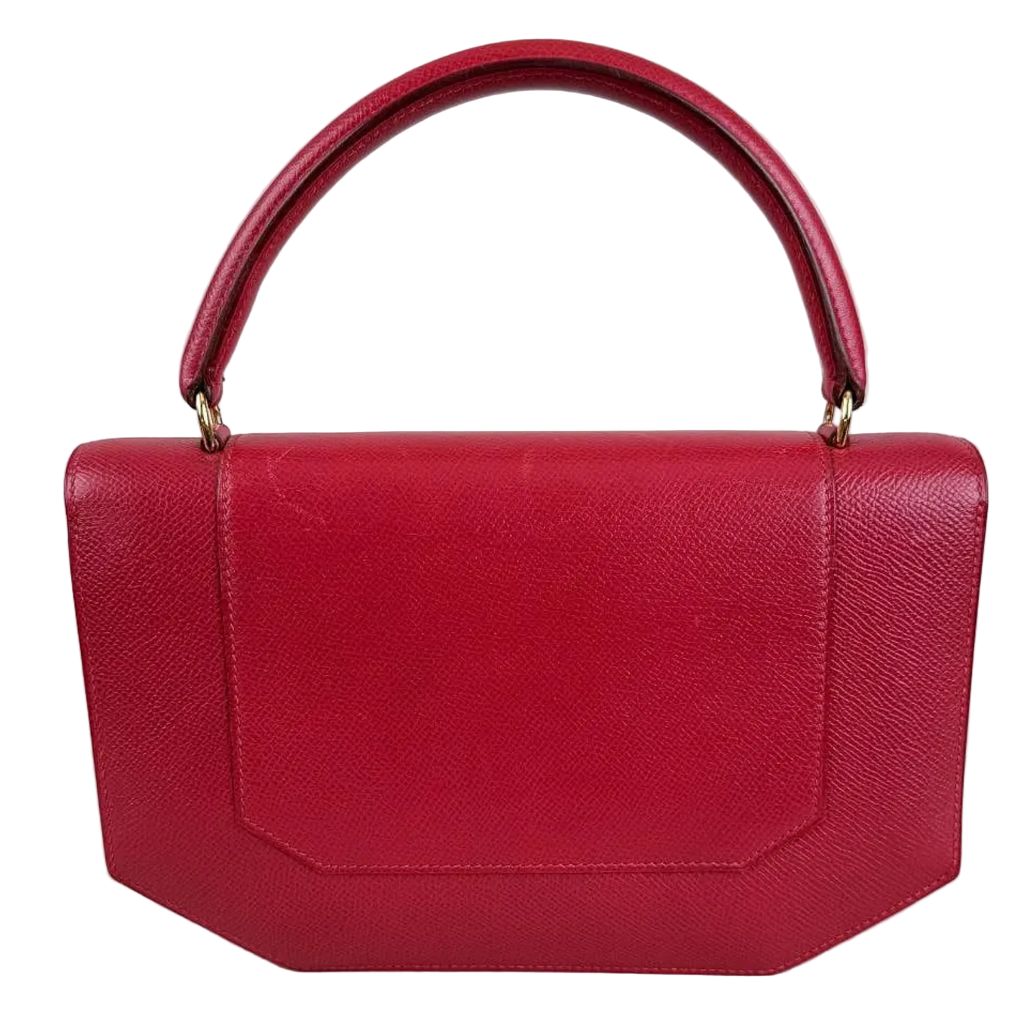 Vintage Hermès Red Epsom Leather Top Handle & Shoulder Bag with Gold Butterfly Clasp, c. 1990