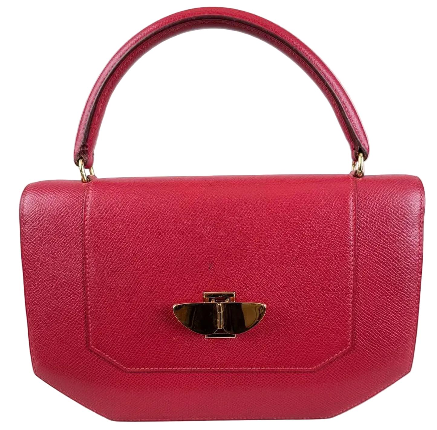 Vintage Hermès Red Epsom Leather Top Handle & Shoulder Bag with Gold Butterfly Clasp, c. 1990