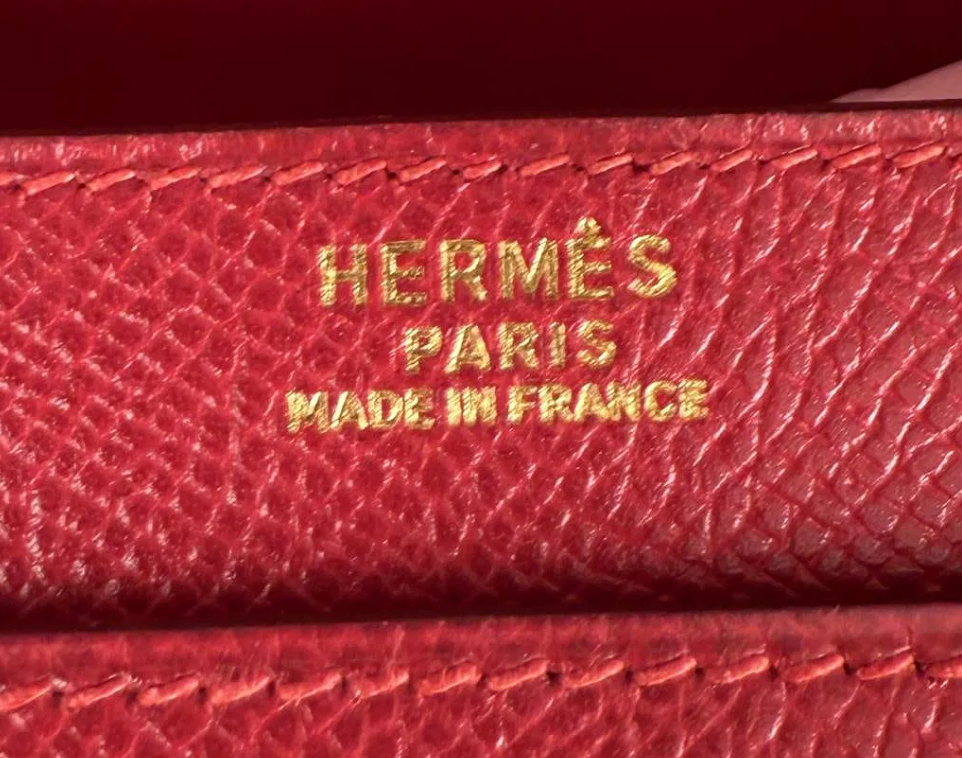 Vintage Hermès Red Epsom Leather Top Handle & Shoulder Bag with Gold Butterfly Clasp, c. 1990