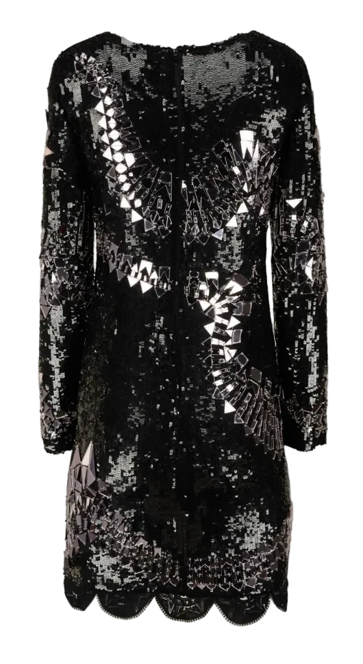 Runway Emilio Pucci by Peter Dundas Pre-Fall 2015 Look 37 Mirror Embellished Black Mini Dress