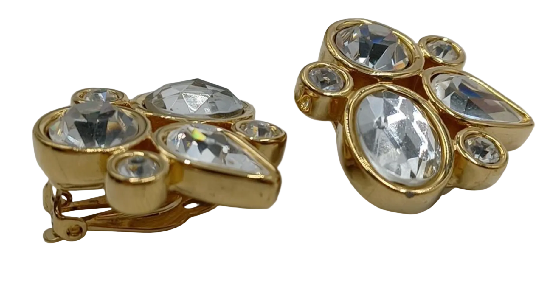 Vintage 1980s Givenchy crystal cluster statement earrings, side view