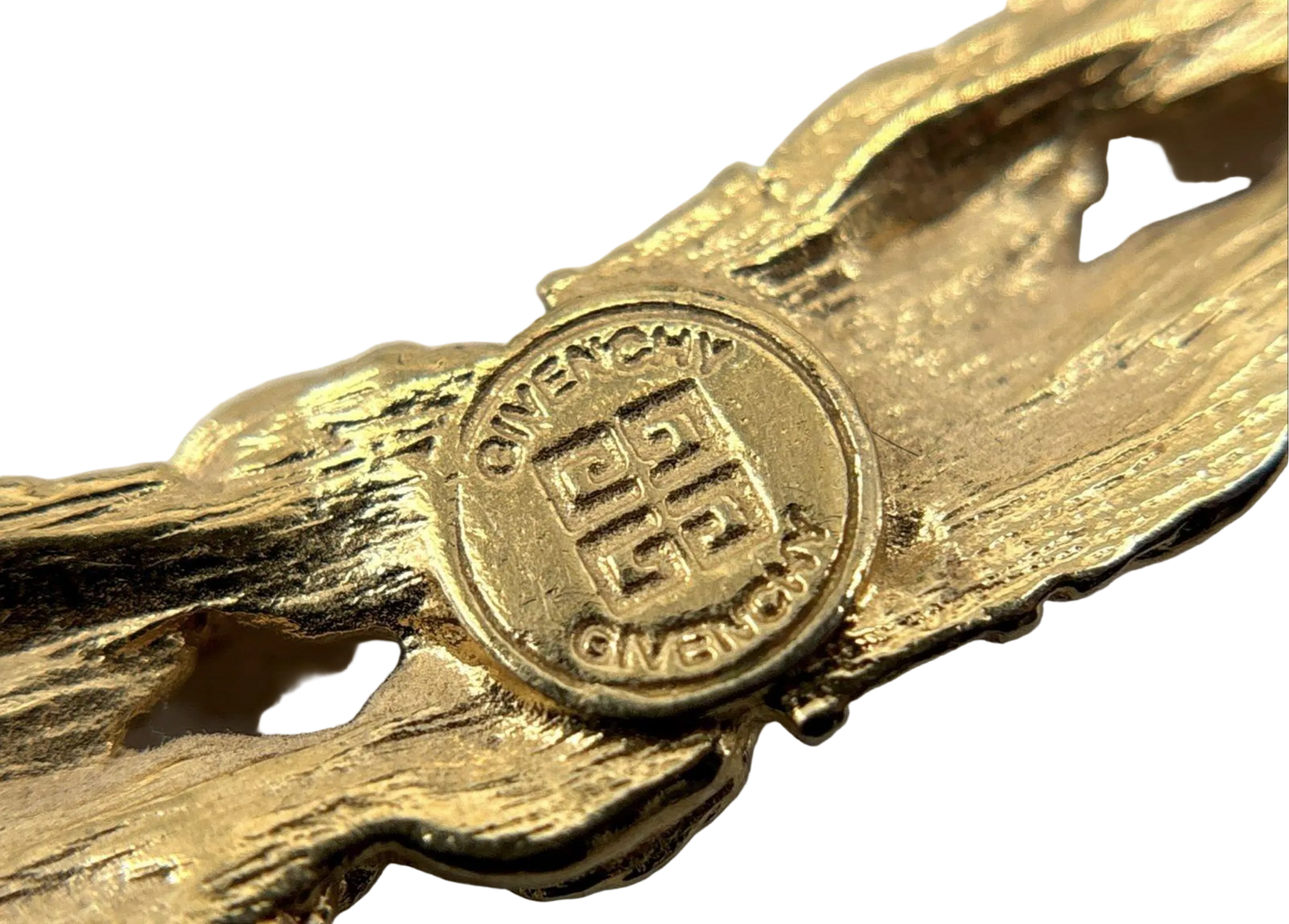 Vintage Givenchy 1980s Faux Pearl Strand Necklace with Signature Textured Gold Center Bar