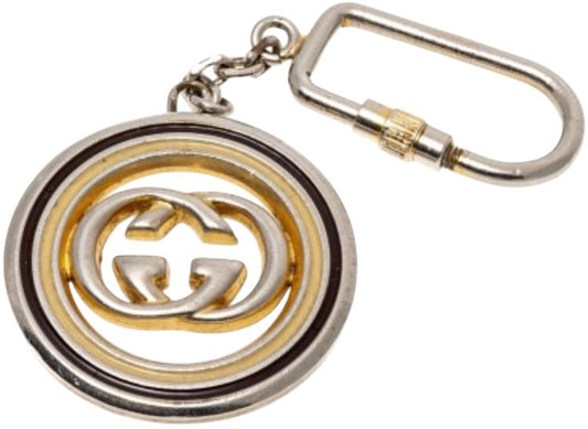 Vintage Gucci GG Logo Medallion Keychain Gold Tone Made in Italy