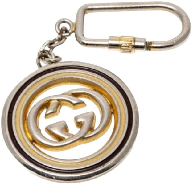 Vintage Gucci GG Logo Medallion Keychain Gold Tone Made in Italy