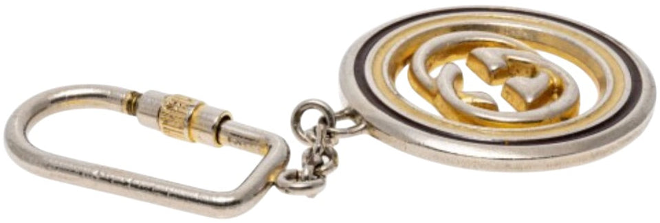 Vintage Gucci GG Logo Medallion Keychain Gold Tone Made in Italy