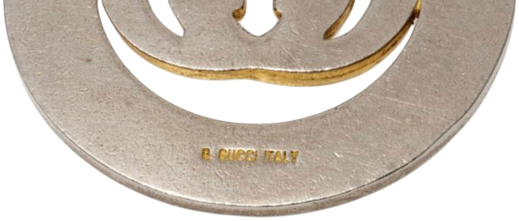 Vintage Gucci GG Logo Medallion Keychain Gold Tone Made in Italy