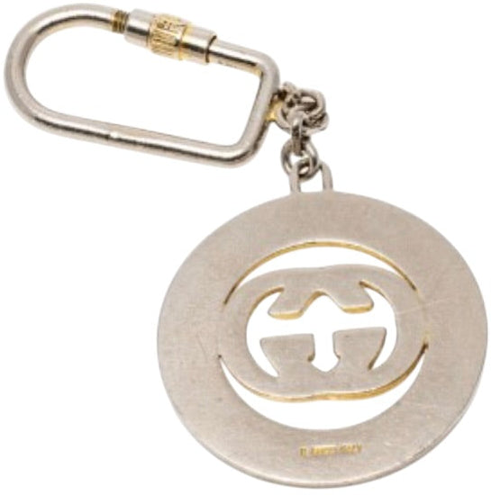 Vintage Gucci GG Logo Medallion Keychain Gold Tone Made in Italy