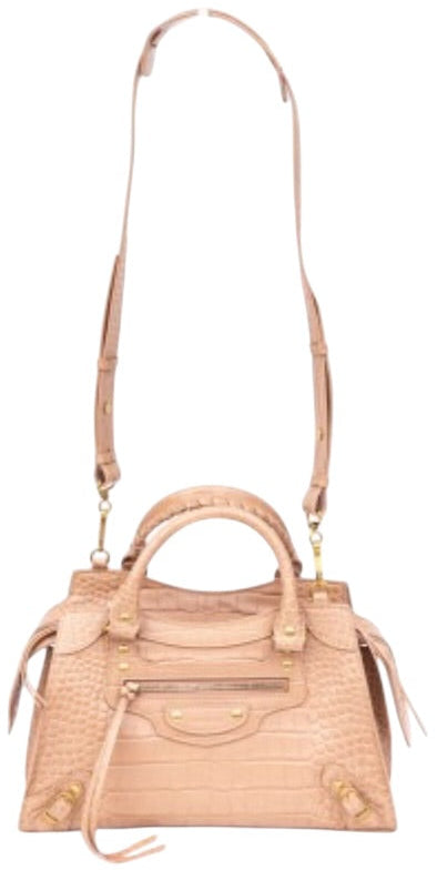 Balenciaga Neo Classic City Bag Nude Croc-Embossed Leather Satchel