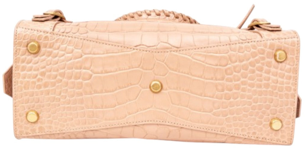 Balenciaga Neo Classic City Bag Nude Croc-Embossed Leather Satchel