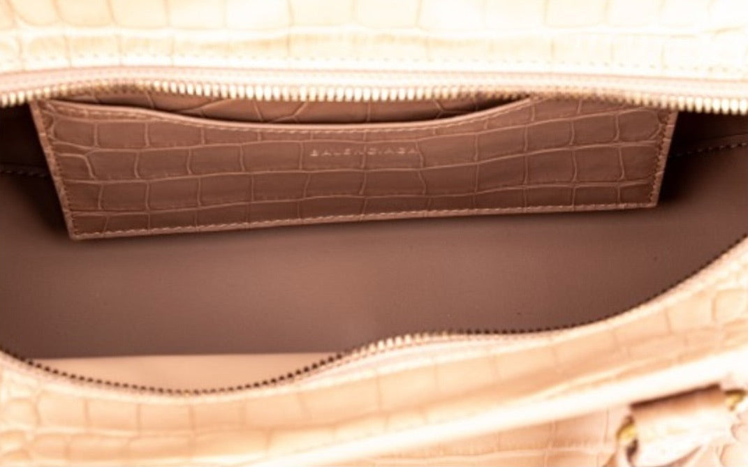 Balenciaga Neo Classic City Bag Nude Croc-Embossed Leather Satchel