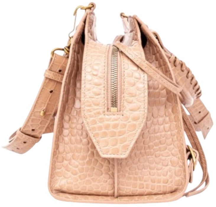 Balenciaga Neo Classic City Bag Nude Croc-Embossed Leather Satchel
