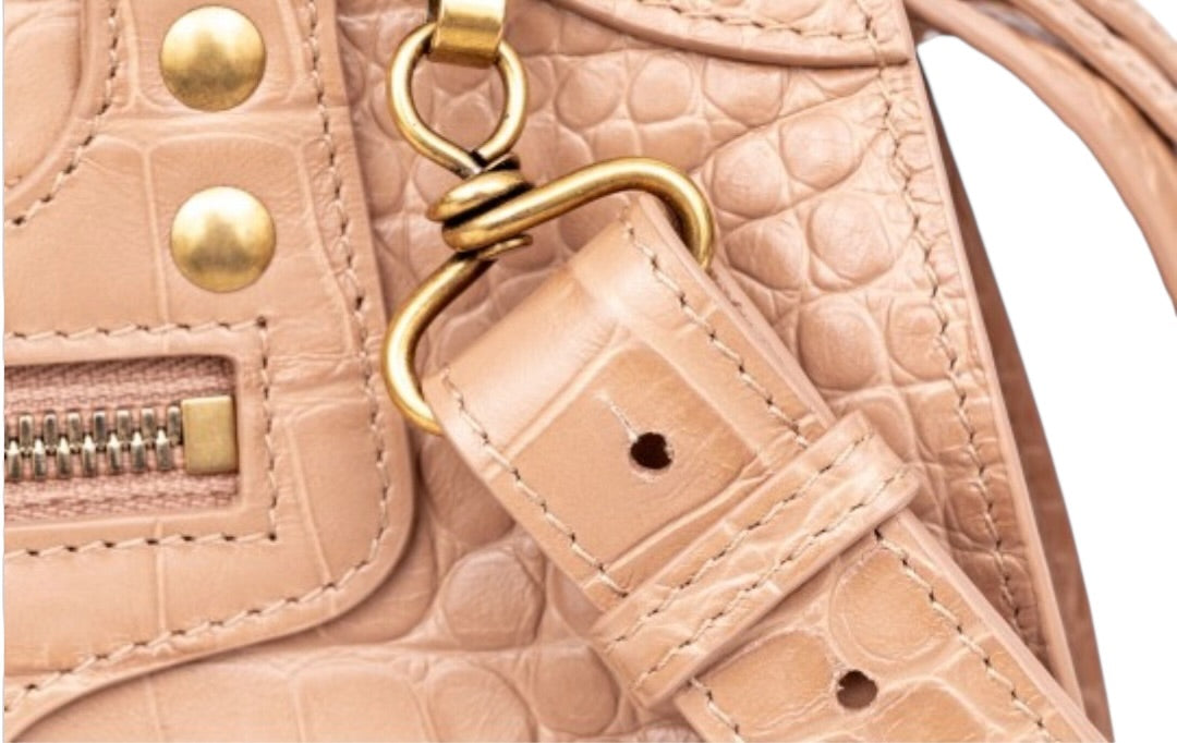 Balenciaga Neo Classic City Bag Nude Croc-Embossed Leather Satchel