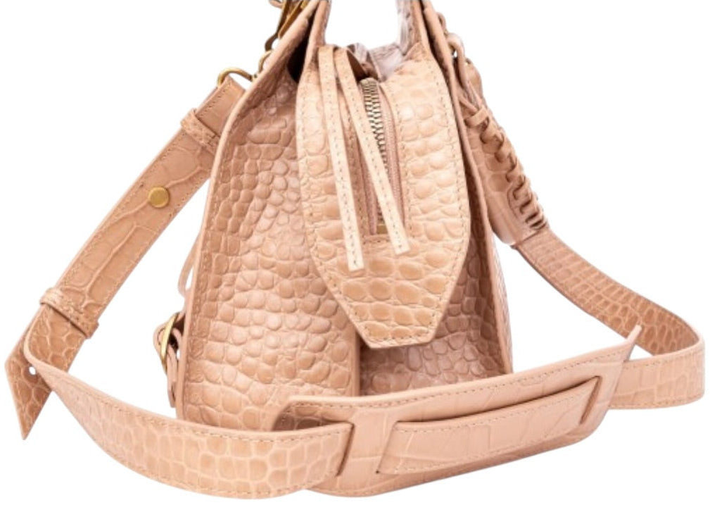 Balenciaga Neo Classic City Bag Nude Croc-Embossed Leather Satchel