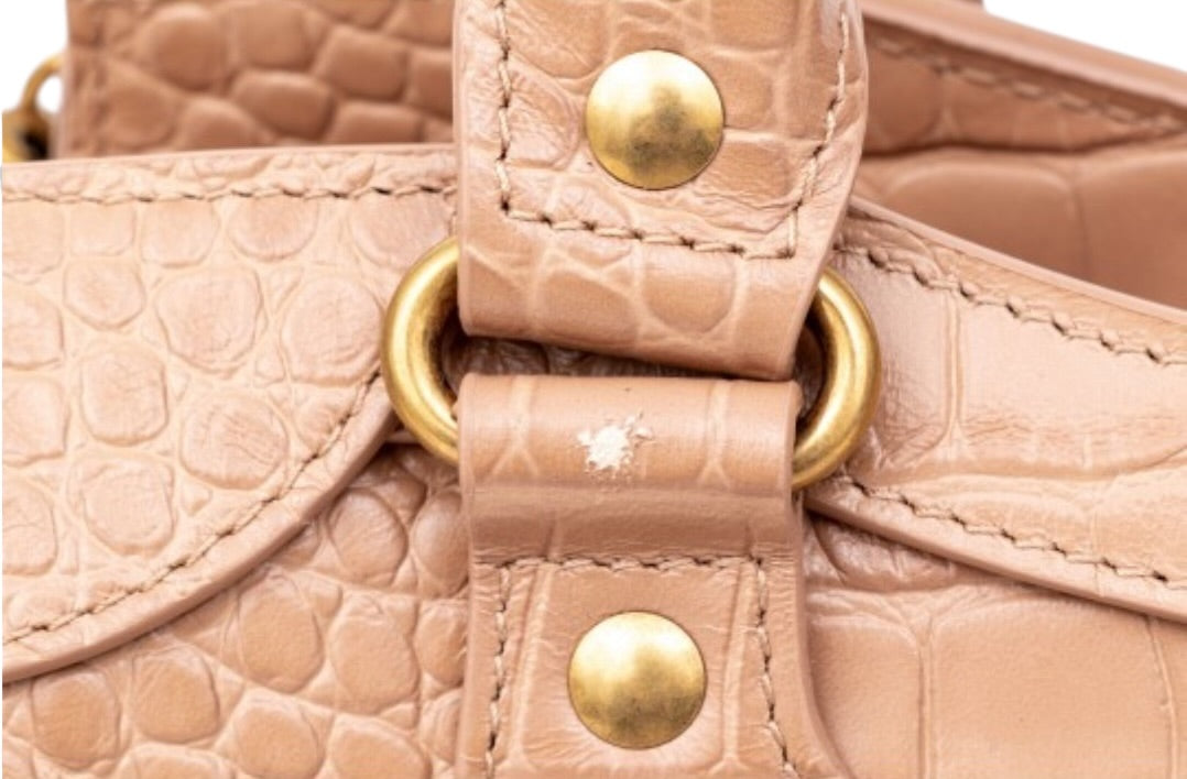 Balenciaga Neo Classic City Bag Nude Croc-Embossed Leather Satchel