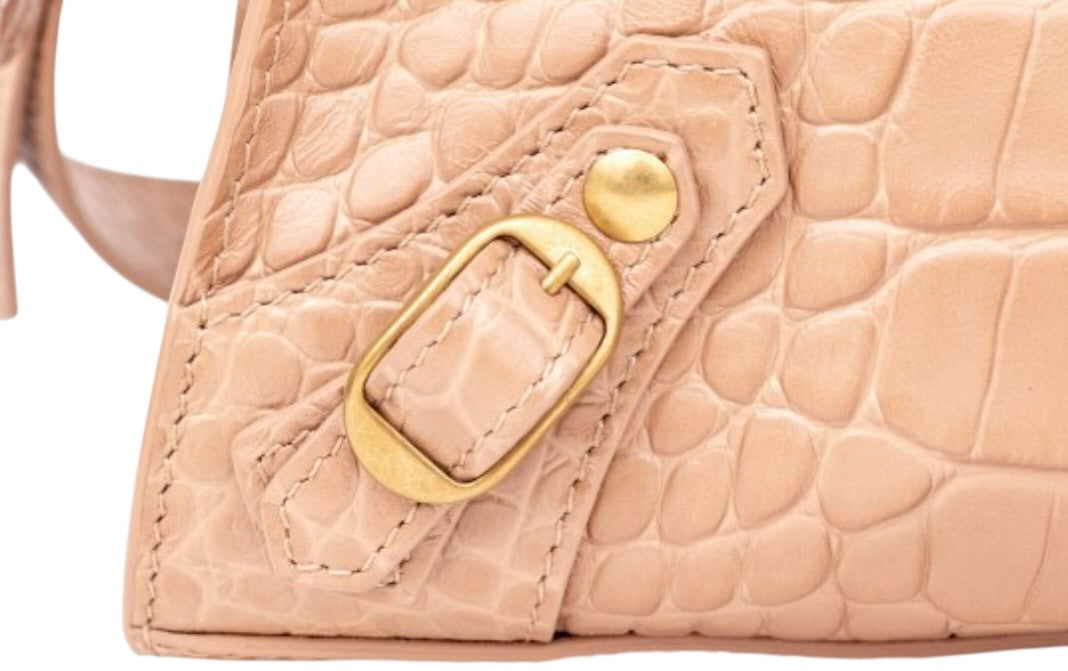 Balenciaga Neo Classic City Bag Nude Croc-Embossed Leather Satchel