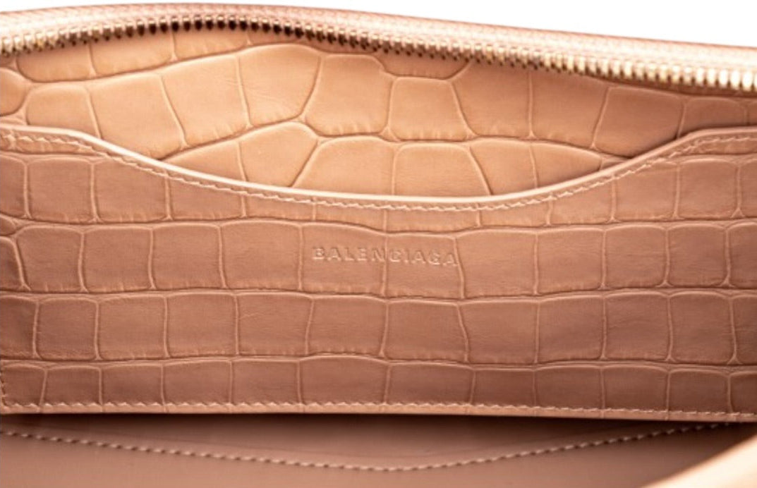 Balenciaga Neo Classic City Bag Nude Croc-Embossed Leather Satchel