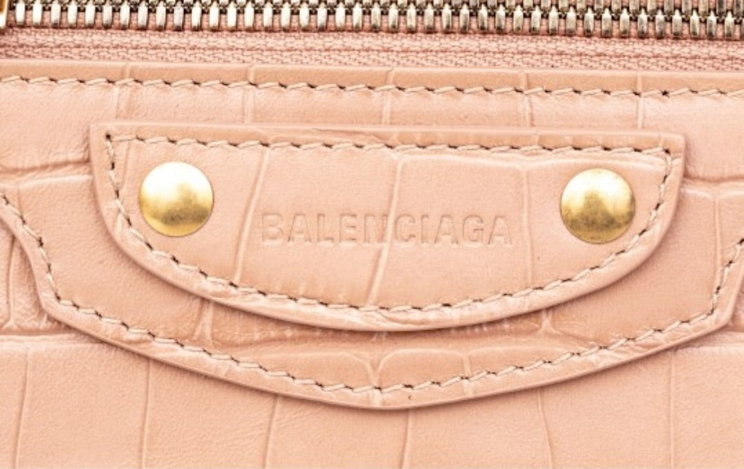 Balenciaga Neo Classic City Bag Nude Croc-Embossed Leather Satchel
