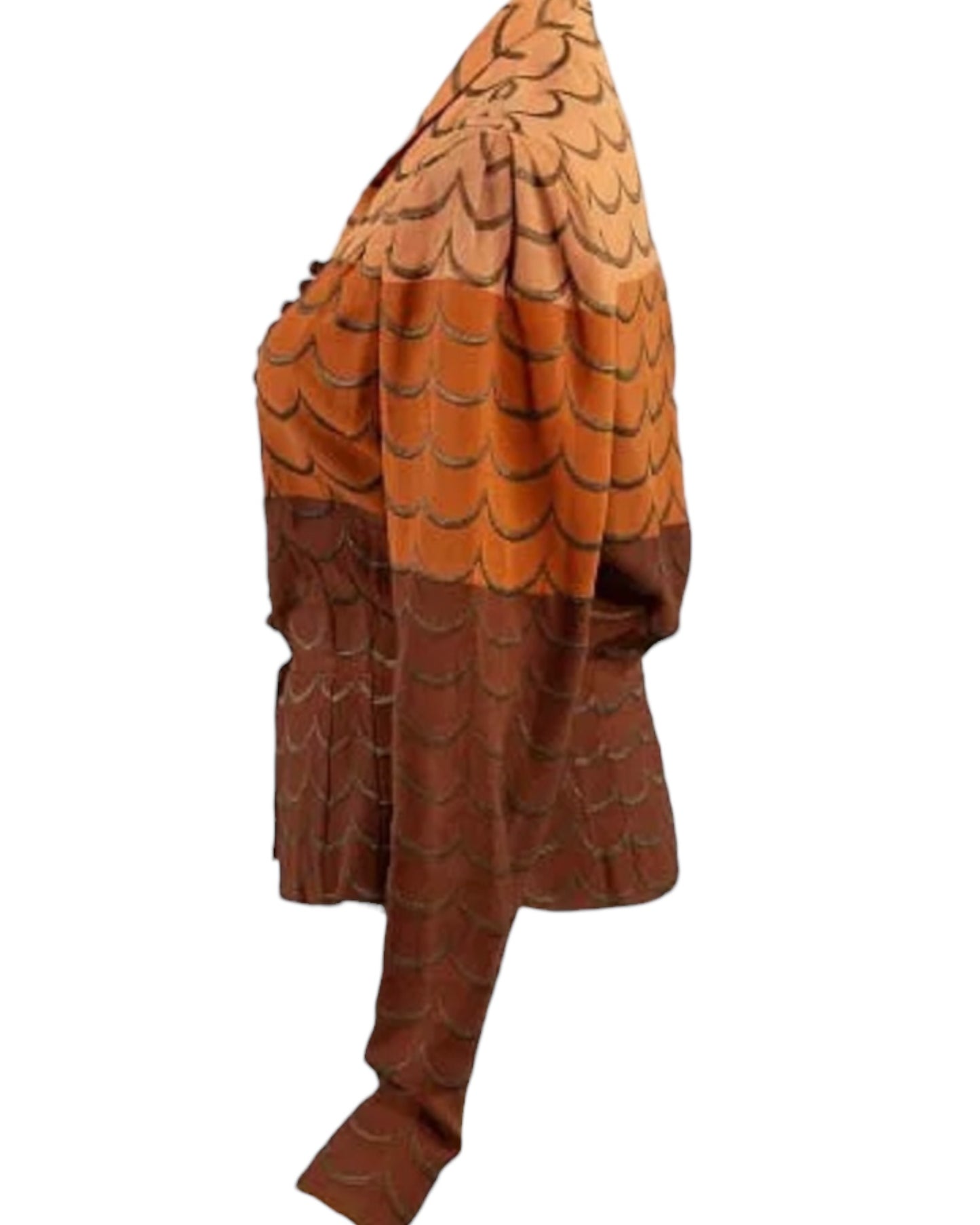 1930s Jeanne Lanvin Ombre Scalloped Embroidered Crepe Blouse
