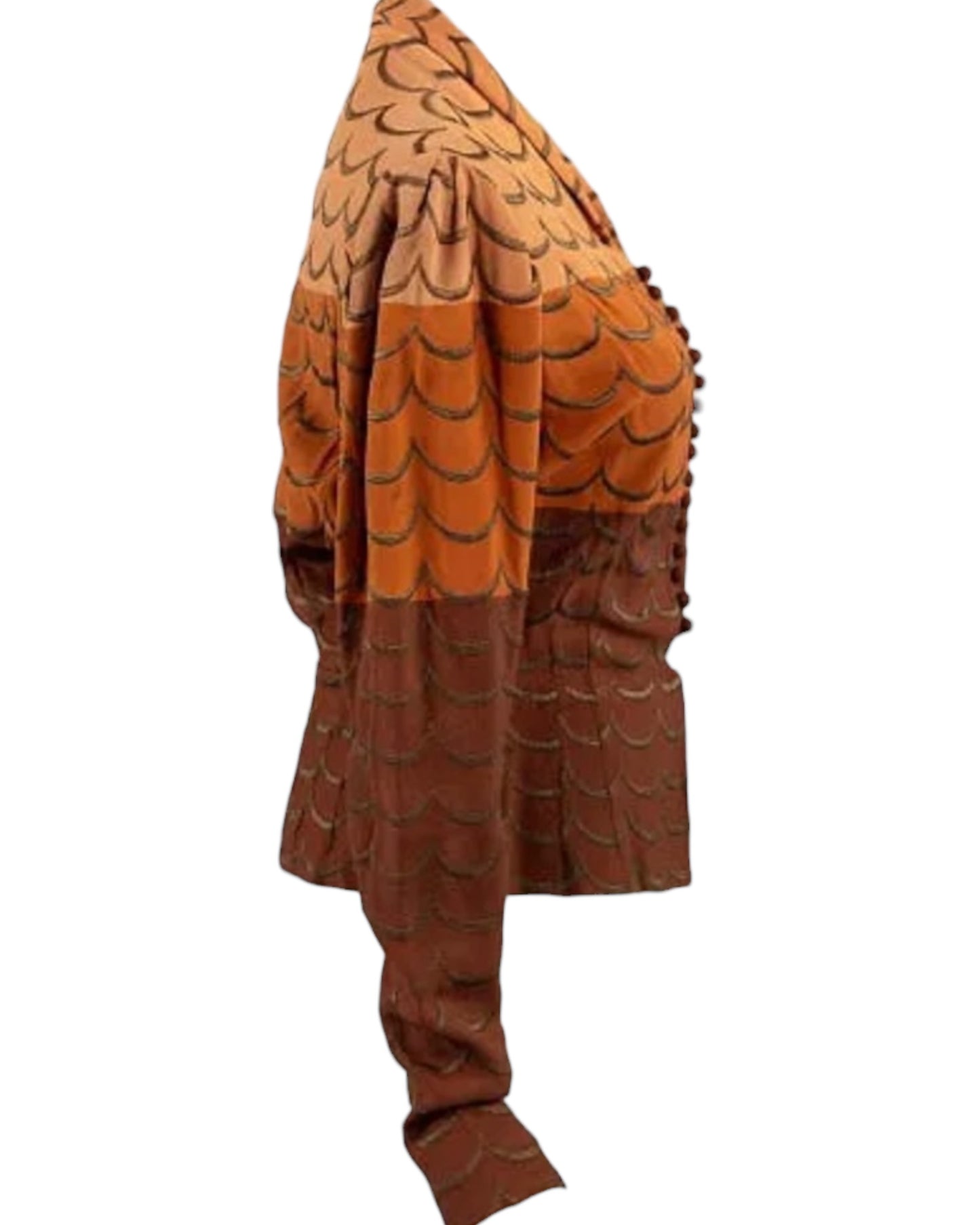 1930s Jeanne Lanvin Ombre Scalloped Embroidered Crepe Blouse