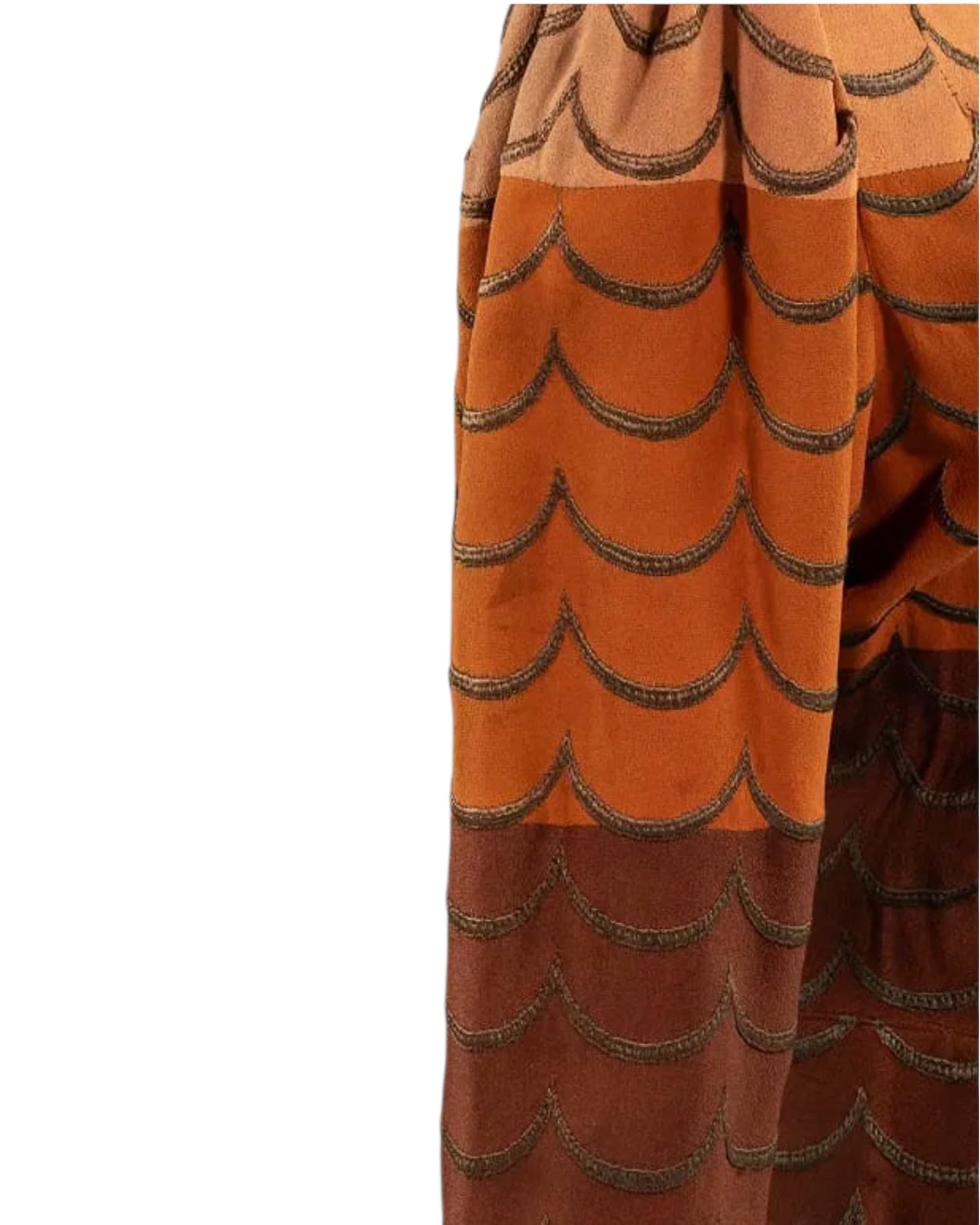 1930s Jeanne Lanvin Ombre Scalloped Embroidered Crepe Blouse