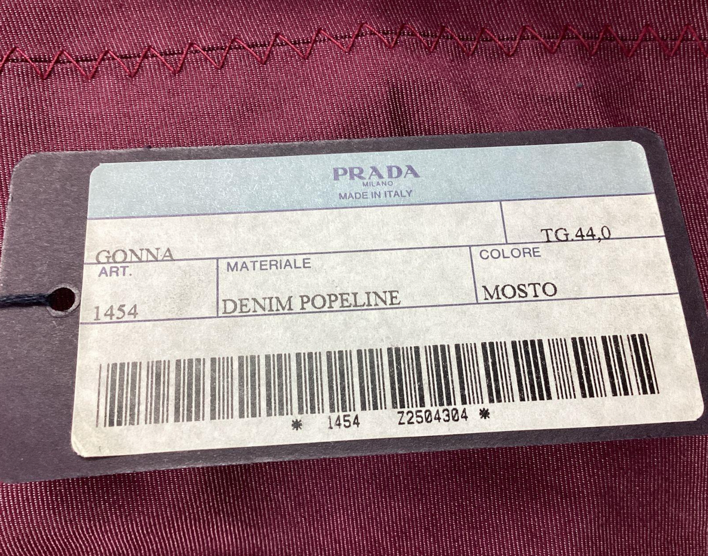 Prada NWT Gonna Denim Poplin Skirt in Mosto Size 44