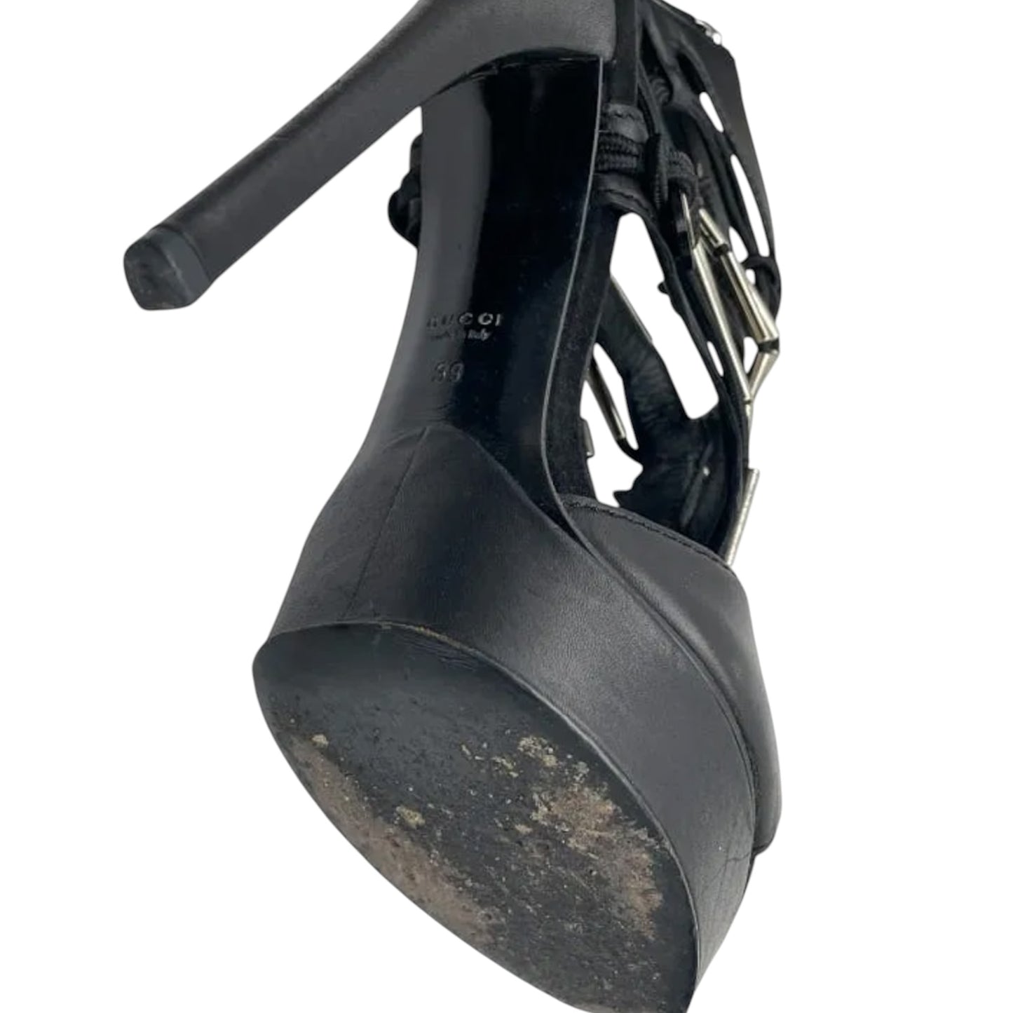 Gucci Spring 2010 “Sigrid” Black Leather Runway Platform Heels Size 39