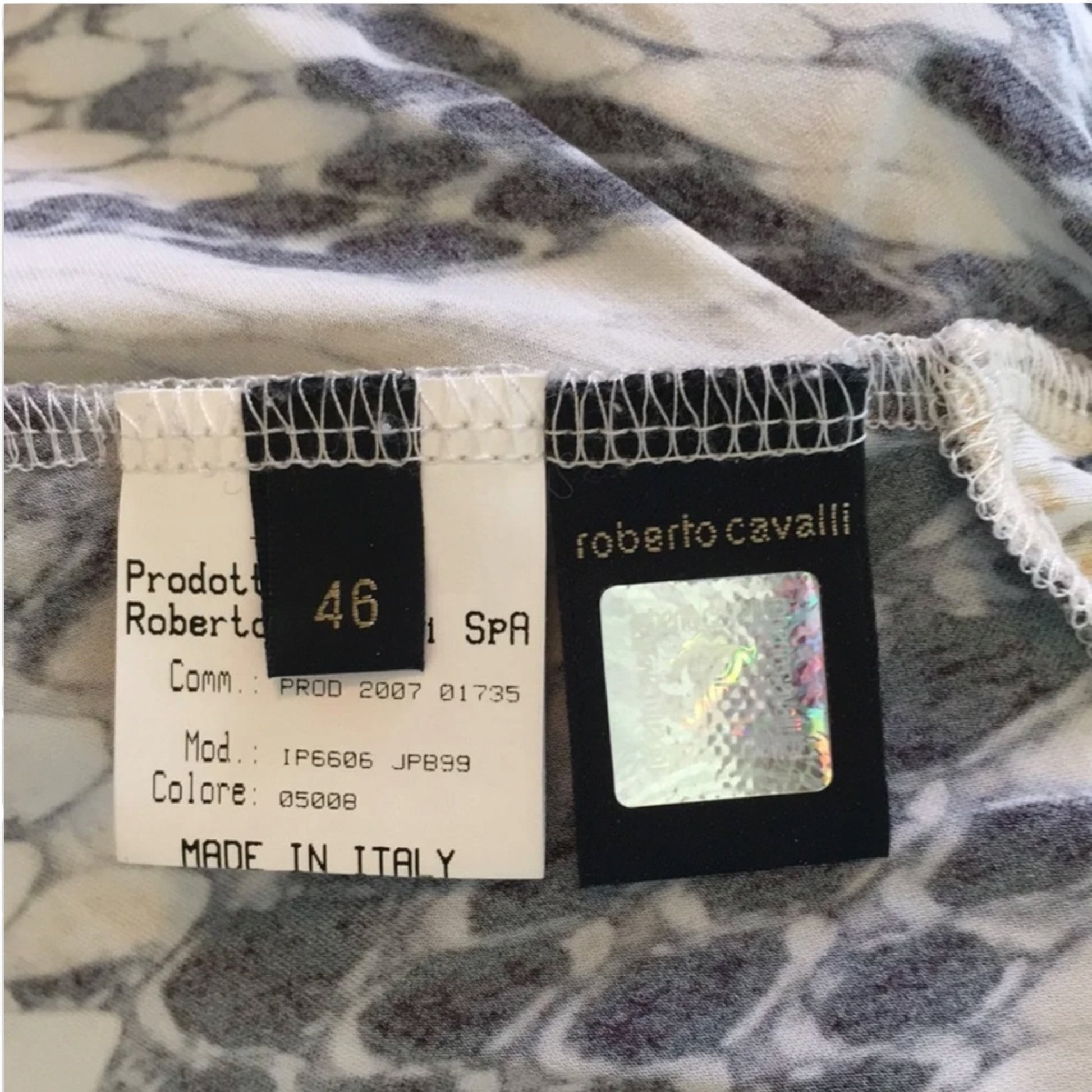 Roberto Cavalli snake print plunge top, three-quarter view