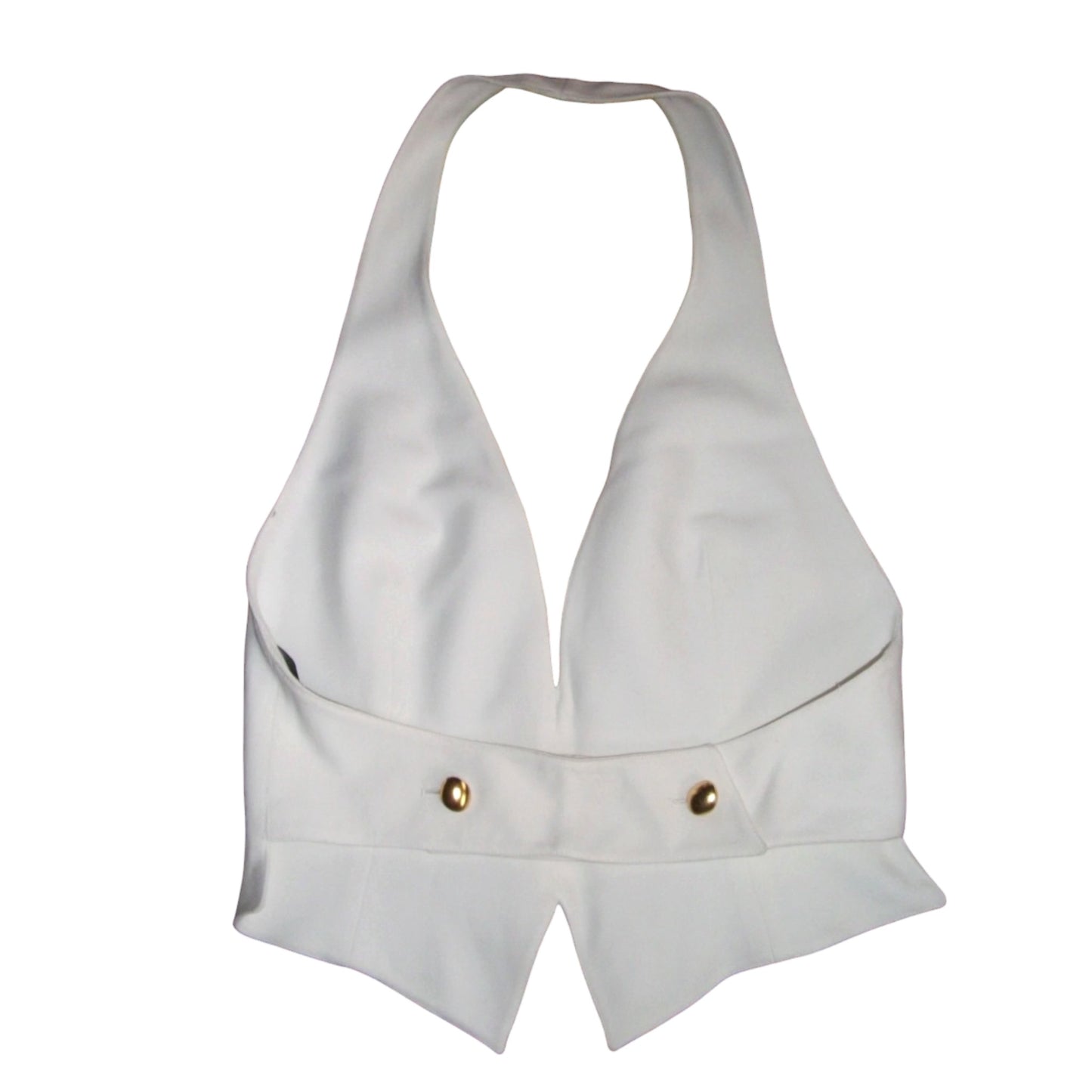 Vintage Claude Montana Paris  White Wool Halter Top with Gold Hardware | Made in Italy