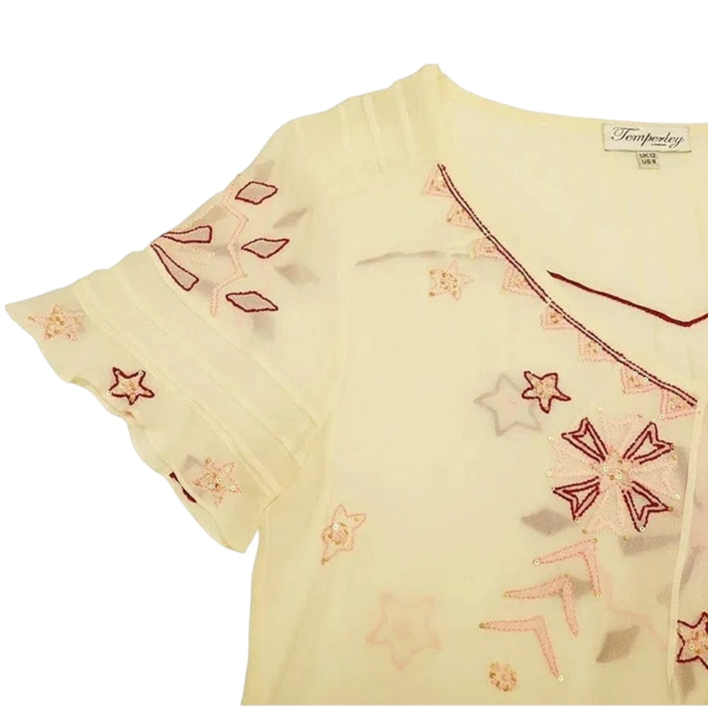 Temperley London Ivory Silk Embroidered Sheer Mini Dress UK 12