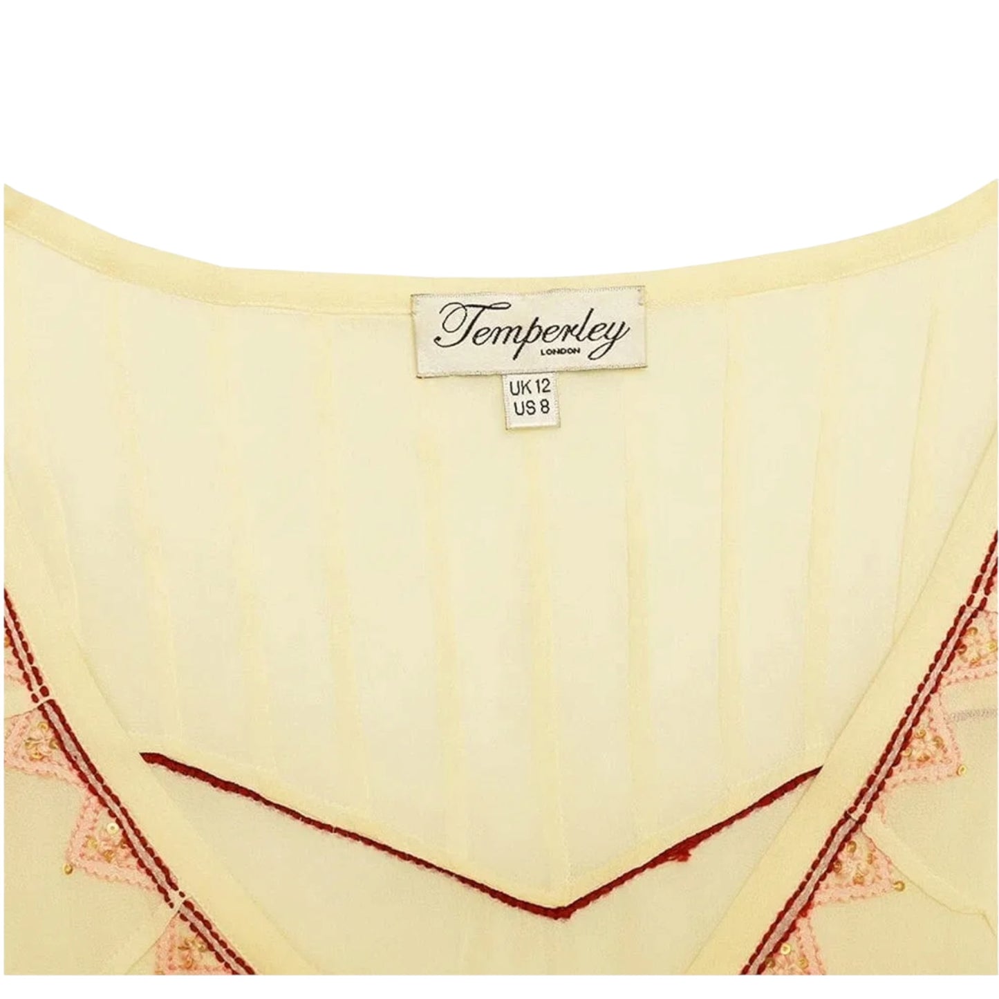 Temperley London Ivory Silk Embroidered Sheer Mini Dress UK 12