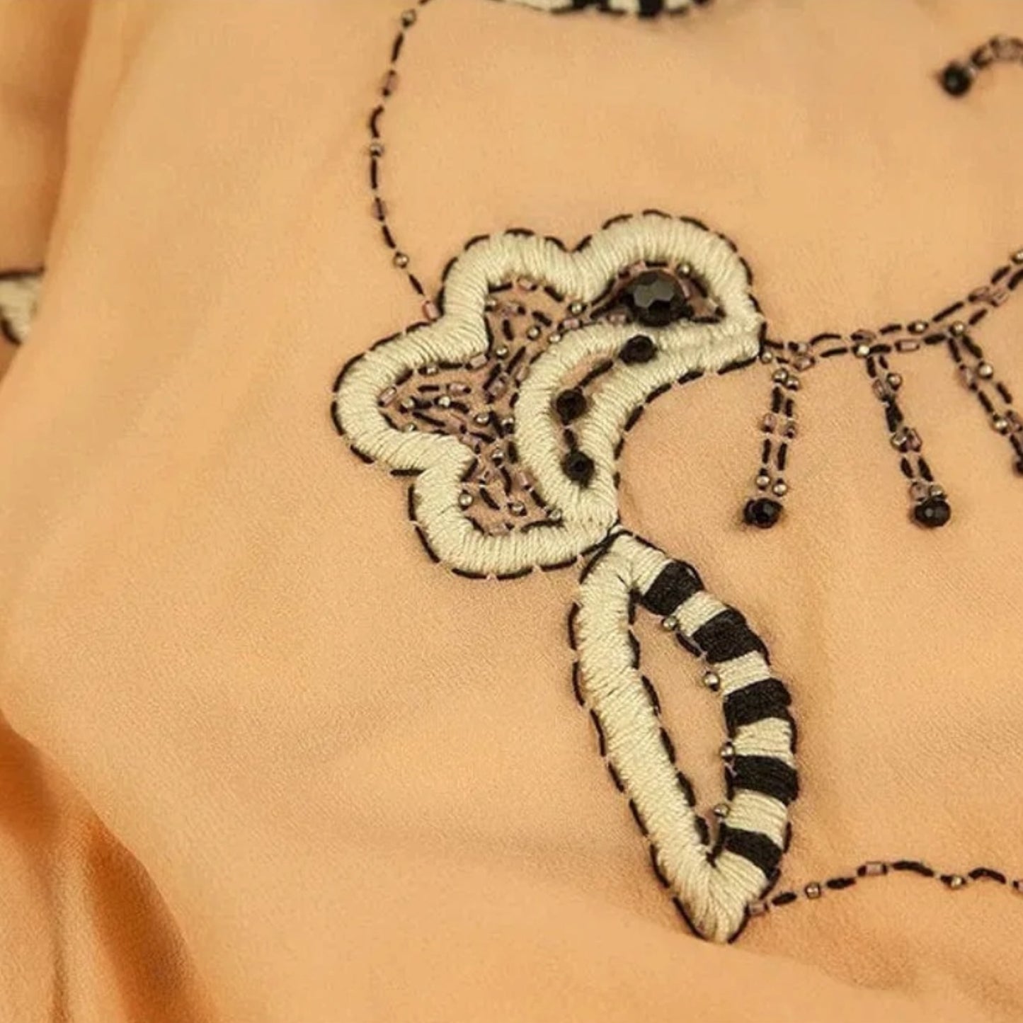 Temperley London Peach Silk Beaded Embroidered Sleeveless Midi Dress UK 10