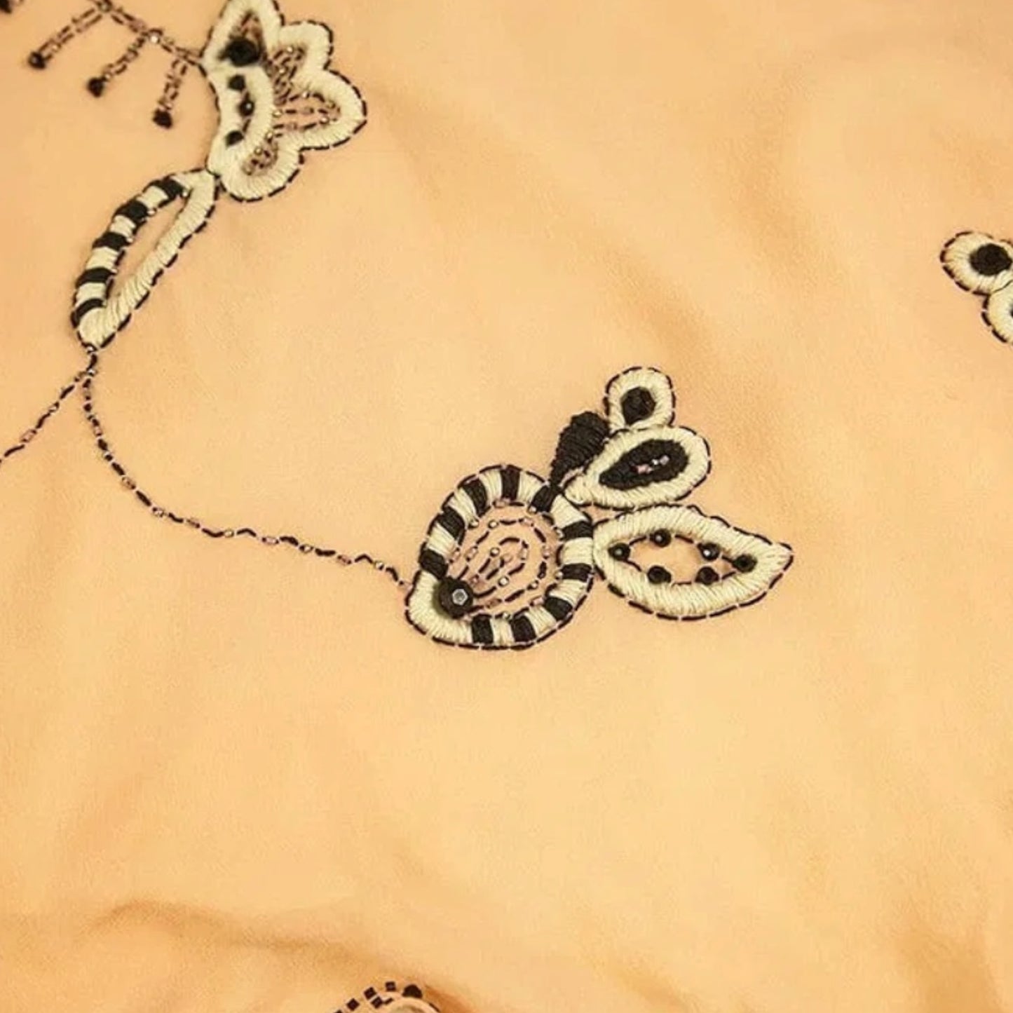 Temperley London Peach Silk Beaded Embroidered Sleeveless Midi Dress UK 10