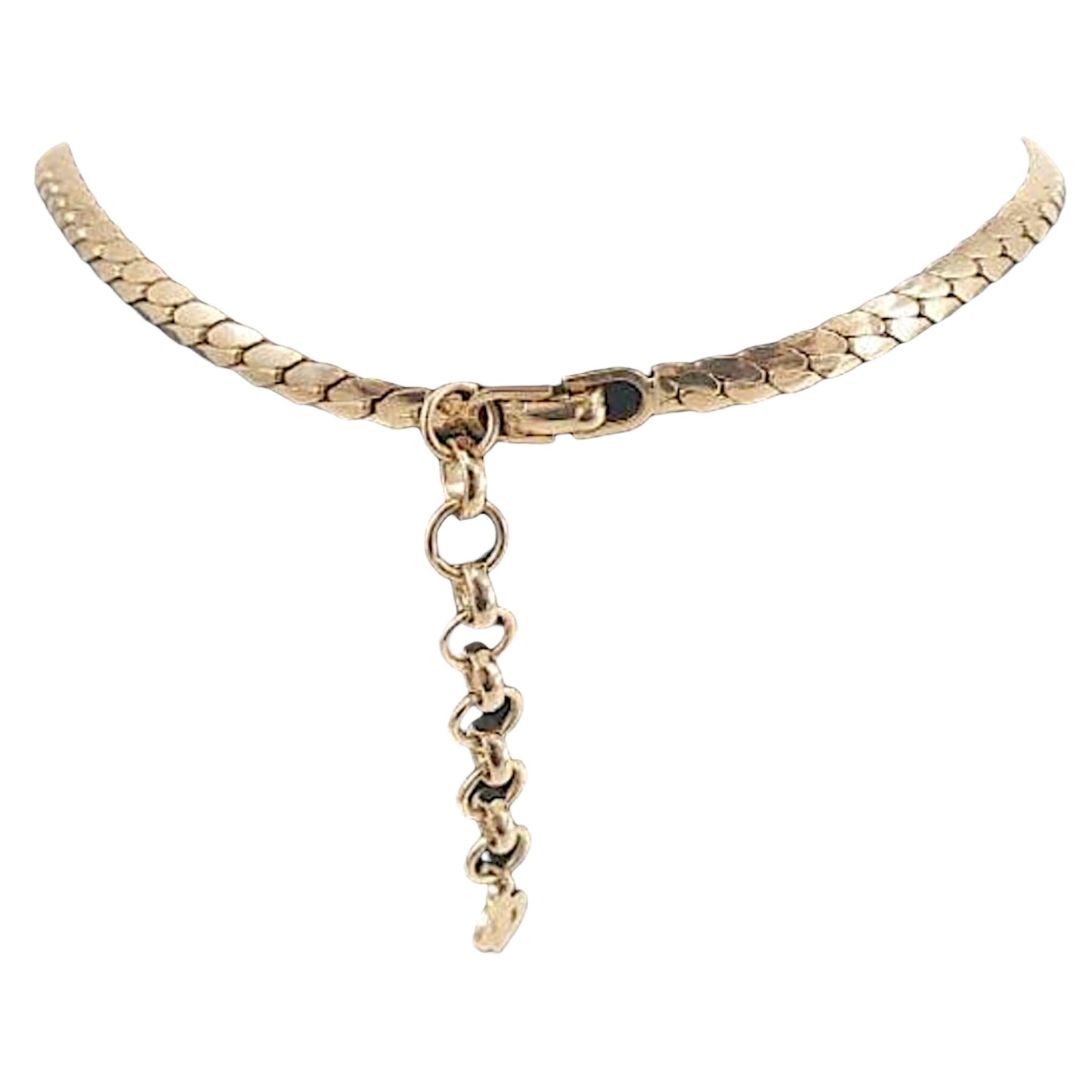 Vintage Christian Dior Gold Tone Snake Chain Purple Glass Pendant Necklace