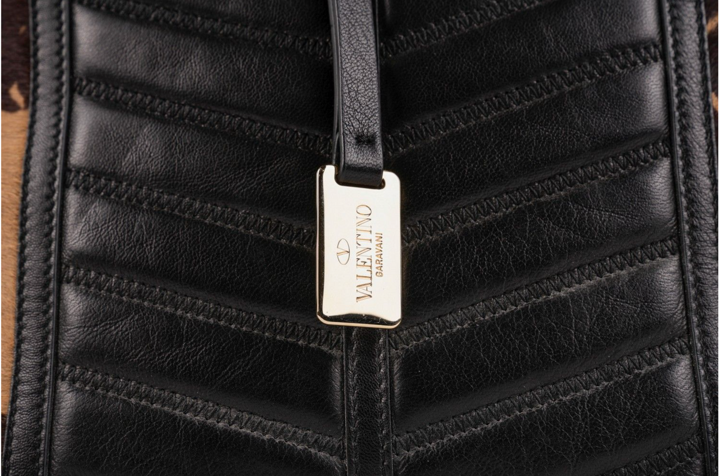 Valentino Garavani Panther Print Calf Hair & Black Leather Tote Bag with Removable Crossbody Strap