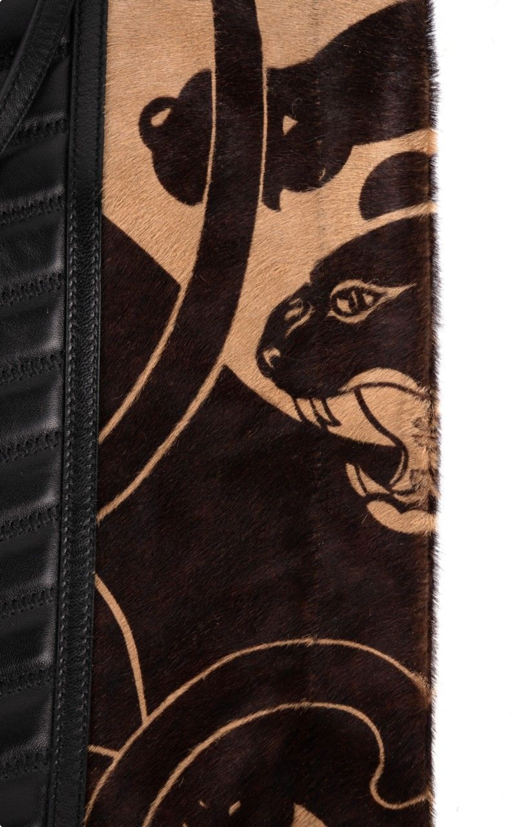 Valentino Garavani Panther Print Calf Hair & Black Leather Tote Bag with Removable Crossbody Strap