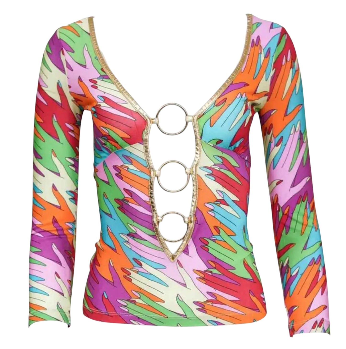 Dolce and Gabbana D&G Bella Hadid Rainbow Mesh Top