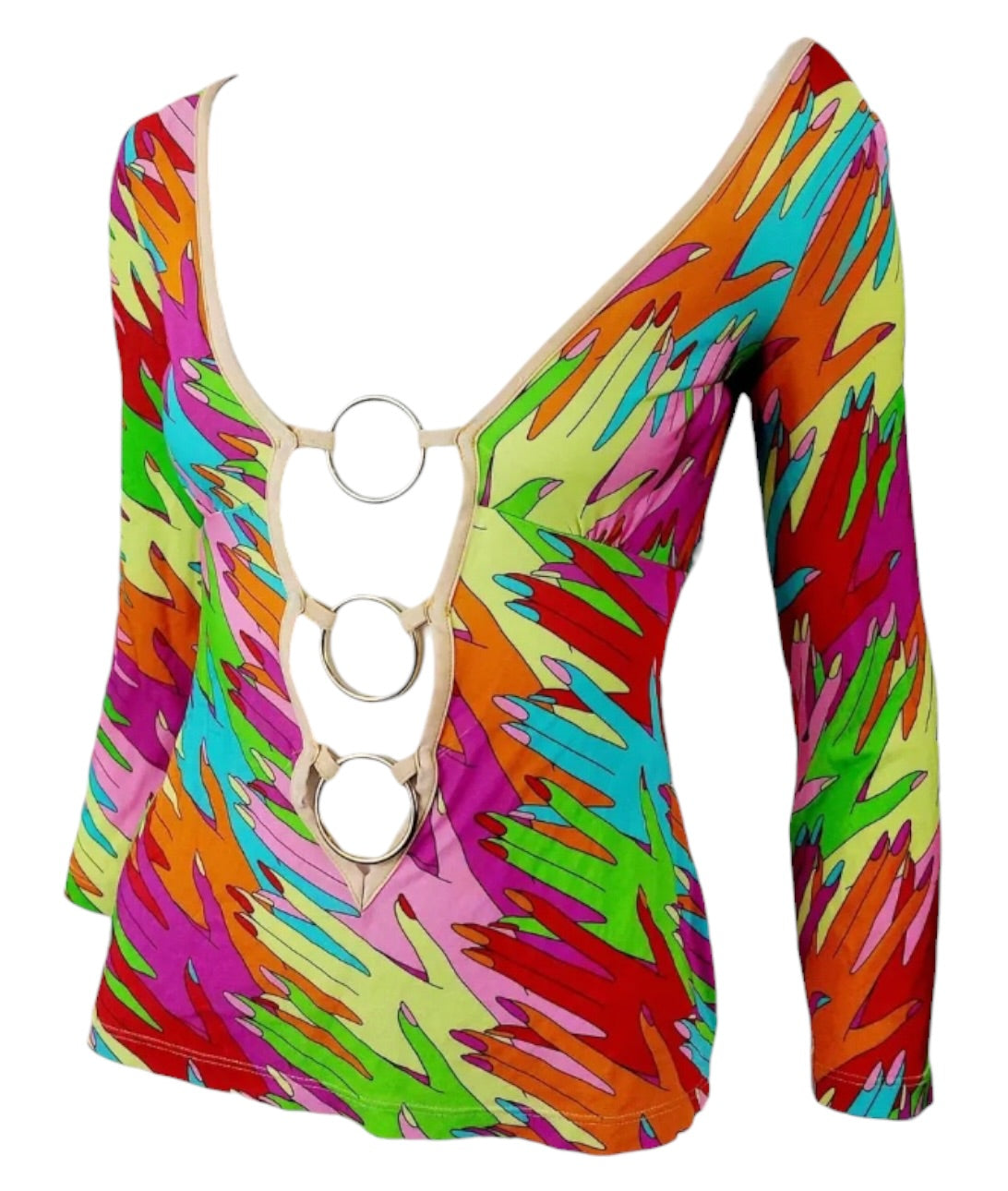 Dolce and Gabbana D&G Bella Hadid Rainbow Mesh Top